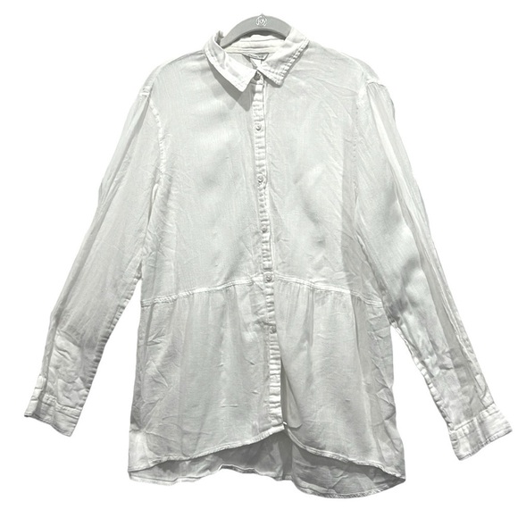 Garnet Hill white long sleeve button down cotton shirt size 12 - Picture 3 of 10